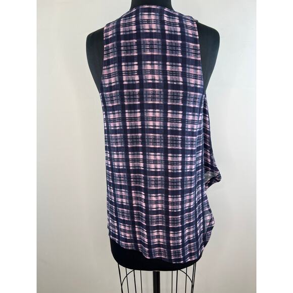 3.1 Phillip Lim Mixed Print Purple Black White Silk Draped Sleeveless Top 6 - Picture 5 of 8